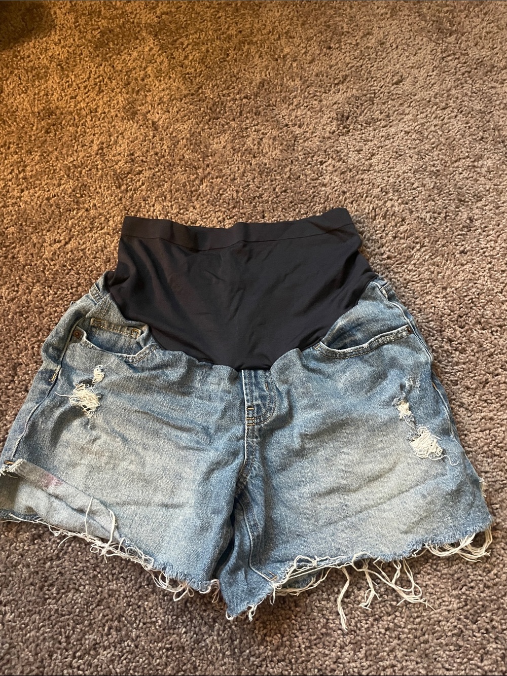 Old Navy Blue Denim Maternity Shorts with Belly Panel
